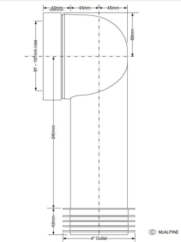WC Anschlussrohr - flexibel kürzbar, Ø100 + DN100, L=285 mm